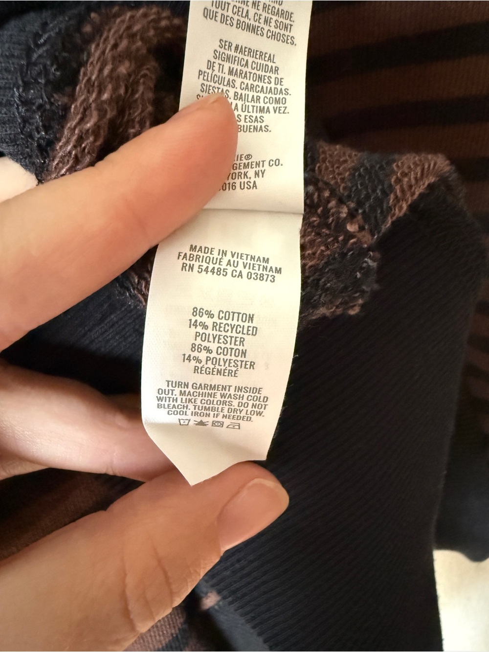 aerie classic crew sweatshirt - stripped black and brown - Picture 8 of 8